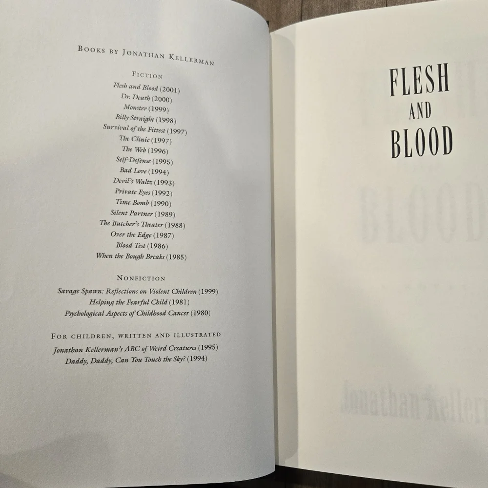 Jonathan Kellerman 'Flesh and Blood' Hardcover Book